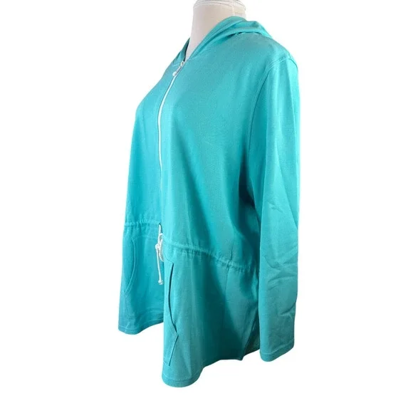 Belle by Kim Gravel Perfect Pique Haute Zip Anorak Aqua Blue Womens Plus Size 4X - Picture 8 of 14